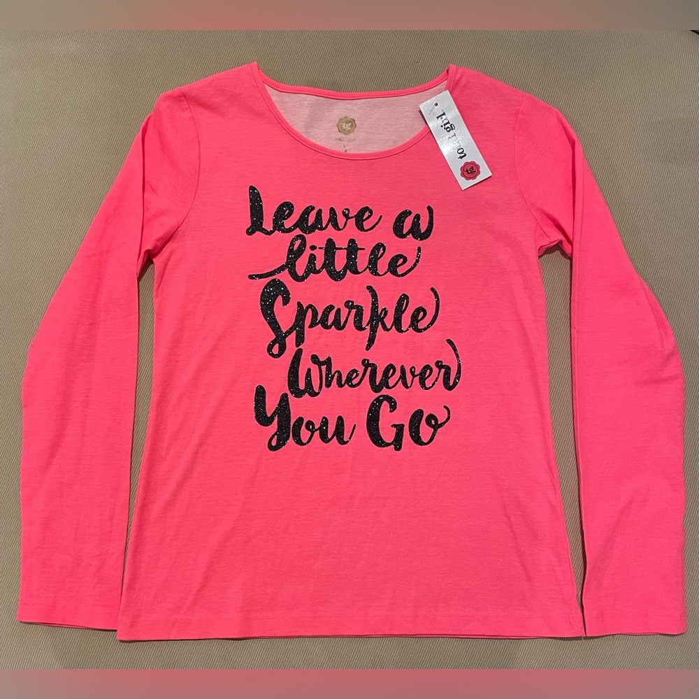 Hot Pink w/ Black Glitter-Leave a little sparkle wherever you go-Long Sleeve Tee